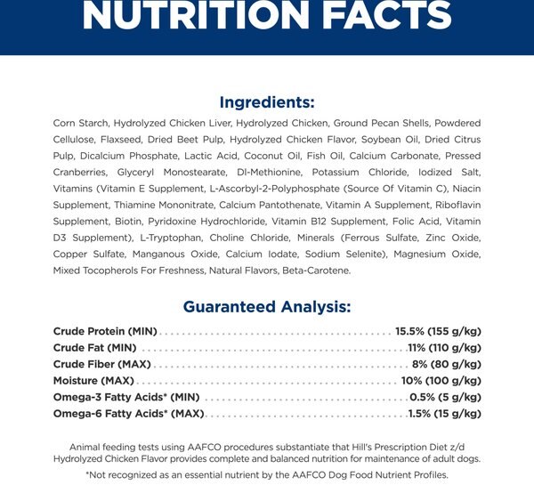 Chewy Hill's Prescription Diet Z/d Skin & Food Sensitivities Hydrolyzed Chicken Flavor Dry Dog Food 25-lb Bag