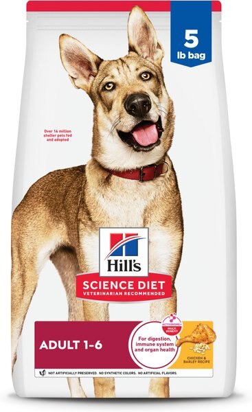 Chewy Hill's Science Diet Adult Chicken & Barley Recipe Dry Dog Food 5-lb bag