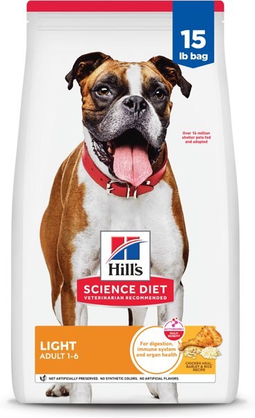 Chewy Hill's Science Diet Adult Light Weight Management with Chicken Meal & Barley Dry Dog Food 15-lb bag