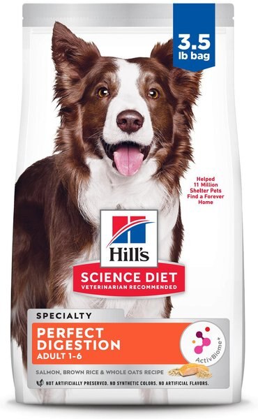 Chewy Hill's Science Diet Adult Perfect Digestion Salmon Brown Rice & Whole Oats Recipe Dry Dog Food 3.5-lb bag Chewy Hill's Science Diet Adult Perfect Digestion Salmon Brown Rice & Whole Oats Recipe Dry Dog Food 3.5-lb bag