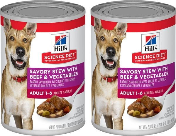 Chewy Hill's Science Diet Adult Savory Stew With Beef & Vegetables Canned Dog Food 12.8-oz Can Case Of 24