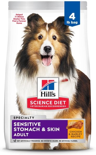 Chewy Hill's Science Diet Adult Sensitive Stomach & Sensitive Skin Chicken Recipe Dry Dog Food 4-lb Bag