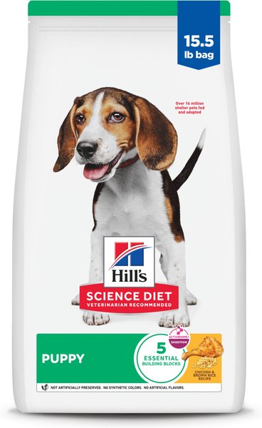 Chewy Hill's Science Diet Puppy Chicken & Brown Rice Recipe Dry Dog Food 15.5-lb bag