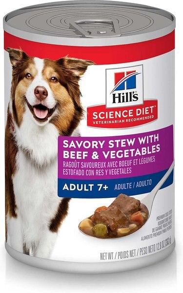 Chewy Hill's Science Diet Senior Adult 7+ Savory Stew With Beef & Vegetables Canned Dog Food 12.8-oz Case Of 24