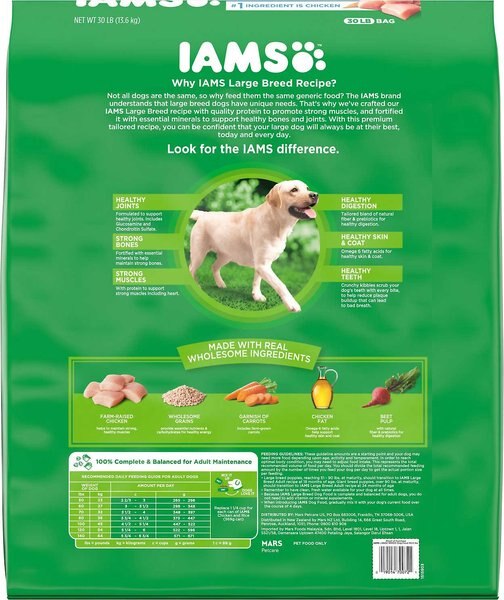 Chewy Iams Proactive Health Large Breed Adult With Real Chicken Dry Dog Food 30-lb Bag Bundle Of 2