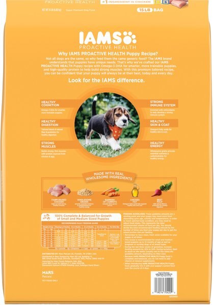 Chewy Iams Proactive Health Smart Puppy With Real Chicken Dry Dog Food 15-lb Bag Bundle Of 2