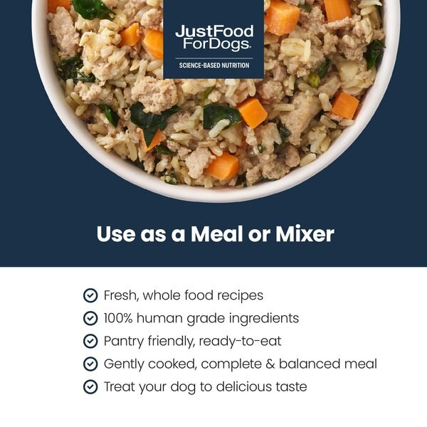 Chewy JustFoodForDogs JustFresh Human Grade Home-Cooked Chicken Recipe Fresh Dog Food 12-oz Pouch