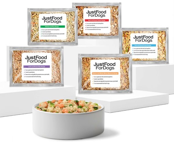 Chewy JustFoodForDogs Sampler Variety Box Frozen Human-Grade Fresh Dog Food 18-oz pouch case of 7