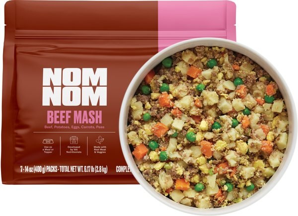 Chewy Nom Nom Freshly-Made Frozen Grain-Free Beef Mash Dog Food 14-oz pouch case of 14