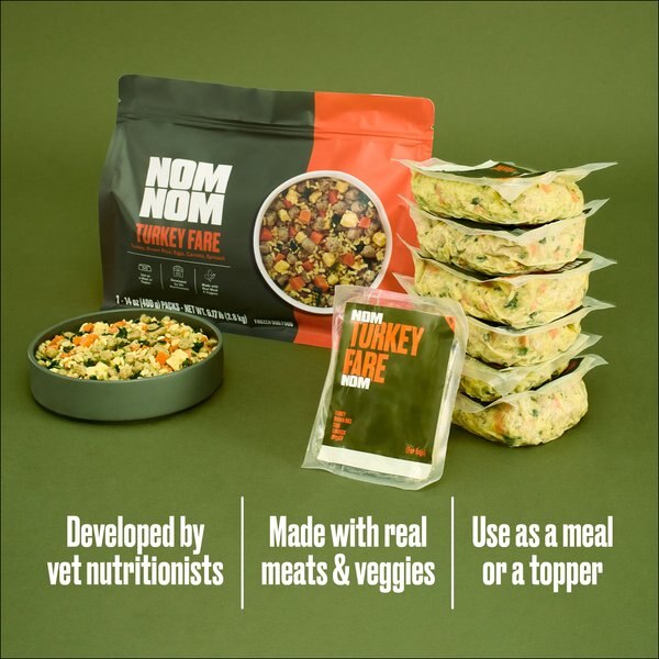 Chewy Nom Nom Freshly-Made Frozen Turkey Fare Dog Food 14-oz Pouch Case Of 14