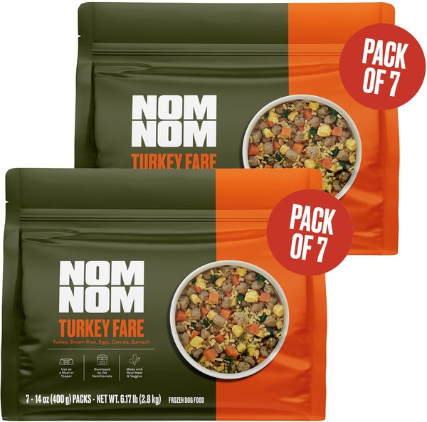 Chewy Nom Nom Freshly-Made Frozen Turkey Fare Dog Food 14-oz pouch case of 14