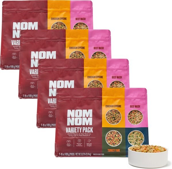 Chewy Nom Nom Freshly-Made Frozen Variety Pack Dog Food 14-oz Pouch Case Of 28
