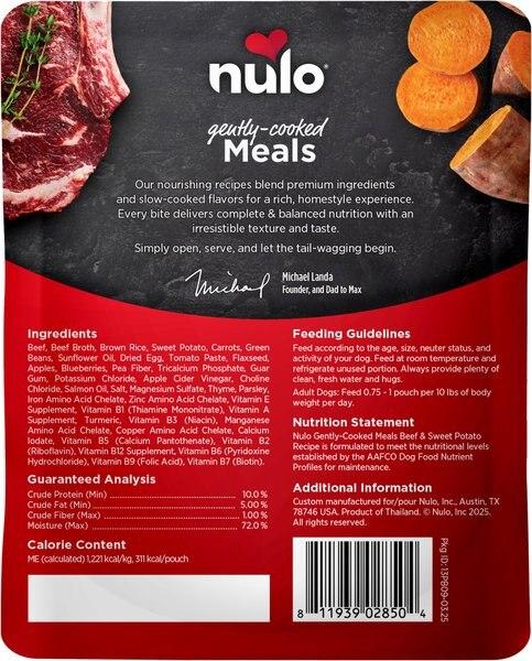 Chewy Nulo Gently-Cooked Meals Beef & Sweet Potato Recipe Wet Dog Food 9-oz Pouch Case Of 8