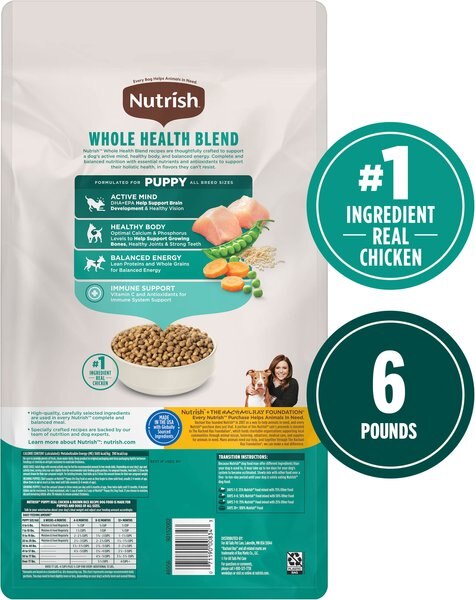Chewy Nutrish Whole Health Blend Puppy Real Chicken & Brown Rice Recipe Dry Dog Food 14-lb Bag