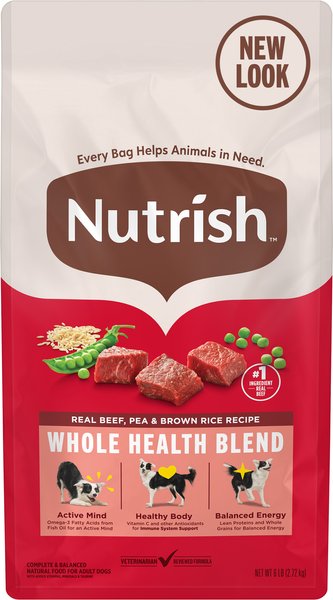 Chewy Nutrish Whole Health Blend Real Beef Pea & Brown Rice Recipe Dry Dog Food 6-lb Bag