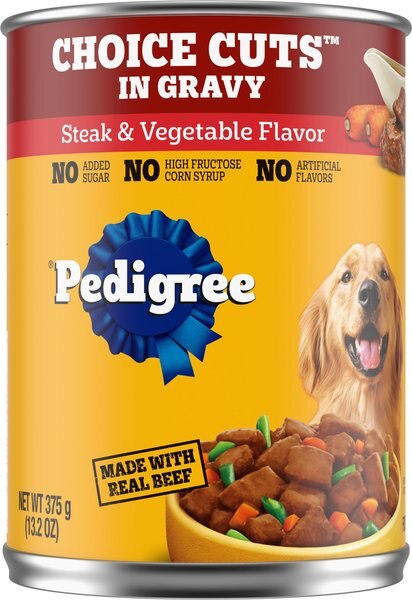 Chewy Pedigree Choice Cuts In Gravy Steak & Vegetable Flavor Adult Canned Wet Dog Food 13.2-oz Can Case Of 24