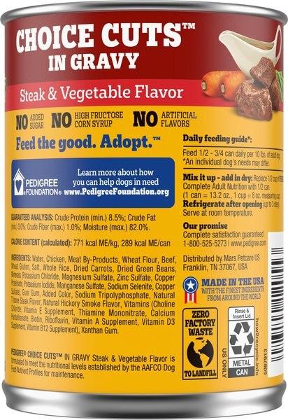 Chewy Pedigree Choice Cuts In Gravy Steak & Vegetable Flavor Adult Canned Wet Dog Food 13.2-oz Can Case Of 24