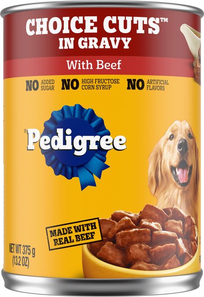 Chewy Pedigree Choice Cuts in Gravy with Beef Adult Canned Wet Dog Food 13.2-oz case of 12