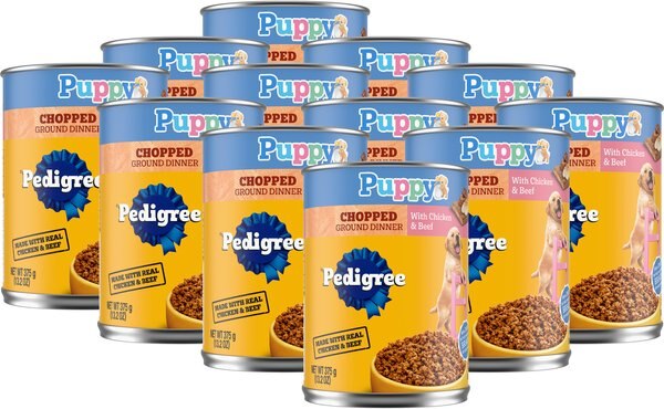 Chewy Pedigree Chopped Ground Dinner With Chicken & Beef Puppy Canned Wet Dog Food 13.2-oz Case Of 24