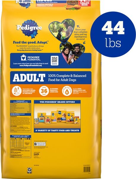 Chewy Pedigree Complete Nutrition Roasted Chicken & Vegetable Flavor Dog Kibble Adult Dry Dog Food 44-lb Bag