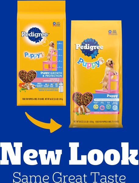Chewy Pedigree Puppy Growth & Protection Chicken & Vegetable Flavor Dry Dog Food 3.5-lb Bag
