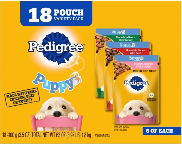 Chewy Pedigree Puppy Variety Pack Wet Dog Food 3.5-oz Pouch Pack Of 18