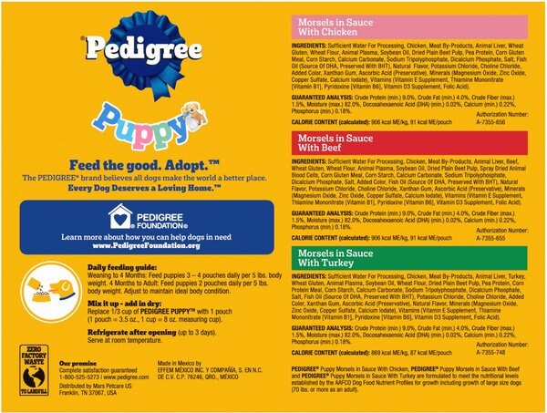 Chewy Pedigree Puppy Variety Pack Wet Dog Food 3.5-oz Pouch Pack Of 18