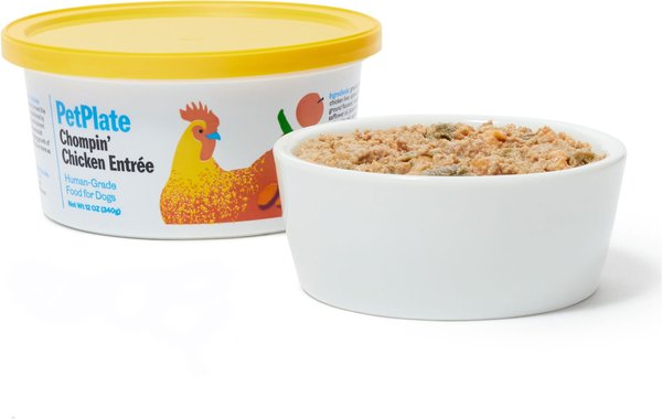 Chewy PetPlate Human Grade Chompin Chicken Entree Fresh Dog Food 12-oz cup case of 24