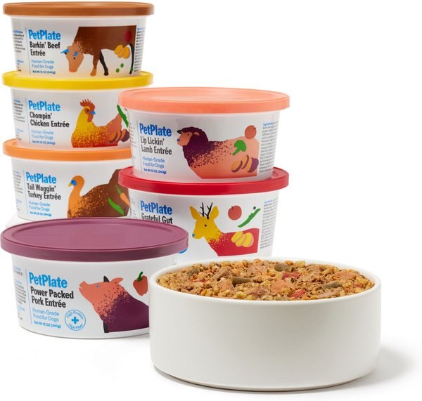 Chewy PetPlate Human Grade Variety Pack Beef Chicken Lamb Pork Turkey & Venison Fresh Dog Food 12-oz Cup Case Of 12