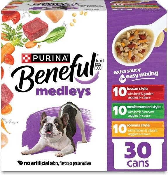 Chewy Purina Beneful Medleys Tuscan Romana & Mediterranean Style Variety Pack In Gravy Wet Dog Food 3-oz Can Case Of 30