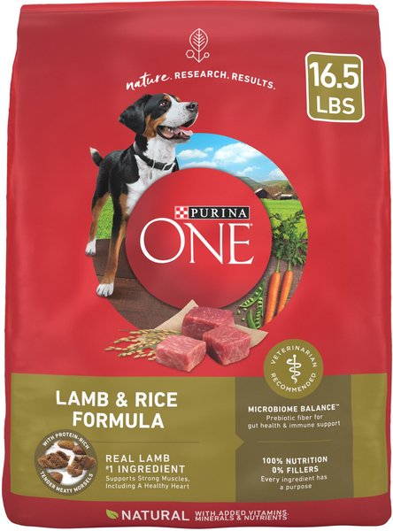 Chewy Purina ONE Natural SmartBlend Lamb & Rice Formula Dry Dog Food 16.5-lb Bag