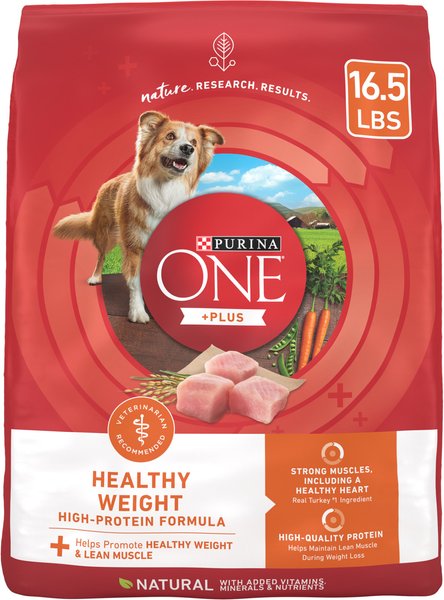 Chewy Purina ONE +Plus Adult High-Protein Healthy Weight Formula Turkey Formula Dry Dog Food 16.5-lb bag