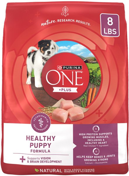 Chewy Purina ONE +Plus Natural High Protein Healthy Puppy Chicken Formula Dry Puppy Food 8-lb bag