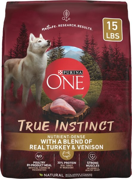 Chewy Purina ONE True Instinct Natural High Protein with Real Turkey & Venison Dry Dog Food 15-lb bag