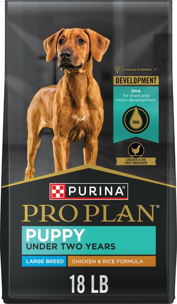 Chewy Purina Pro Plan High Protein Chicken & Rice Formula Large Breed Dry Puppy Food 18-lb Bag