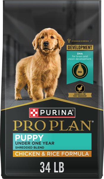 Chewy Purina Pro Plan Puppy Shredded Blend Chicken & Rice Formula with Probiotics Dry Dog Food 34-lb bag