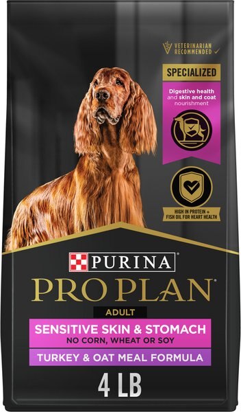 Chewy Purina Pro Plan Sensitive Skin & Stomach Adult with Probiotics Turkey & Oat Meal Formula High Protein Dry Dog Food 4-lb bag