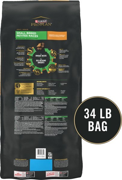 Chewy Purina Pro Plan Shredded Blend Adult Small Breed Chicken & Rice Formula Dry Dog Food 34-lb Bag