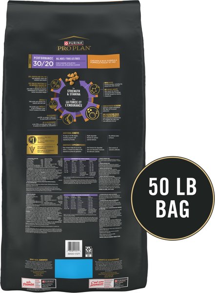 Chewy Purina Pro Plan Sport Performance All Life Stages High-Protein 30/20 Chicken & Rice Formula Dry Dog Food 50-lb Bag