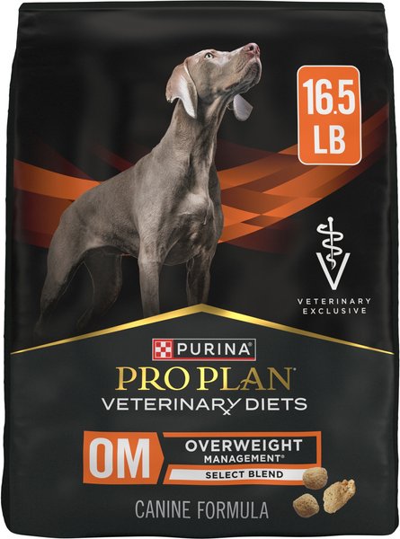 Chewy Purina Pro Plan Veterinary Diets OM Overweight Management Select Blend Chicken Flavor Dry Dog Food 16.5-lb Bag