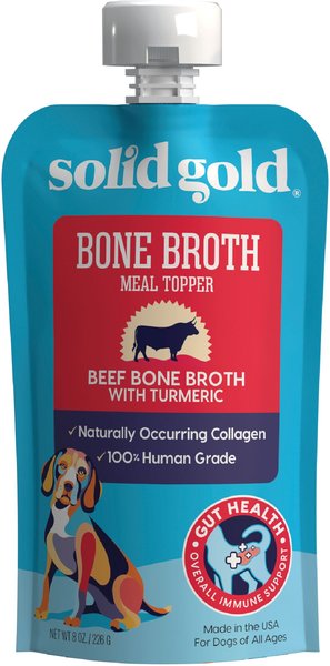 Chewy Solid Gold Beef Bone Broth With Turmeric Dog Food Topper 8-oz Pouch