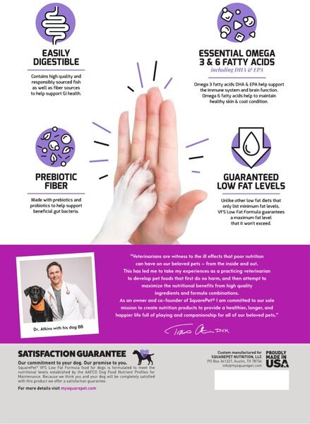 Chewy SquarePet VFS Digestive Support Low Fat Formula Dry Dog Food 22-lb Bag