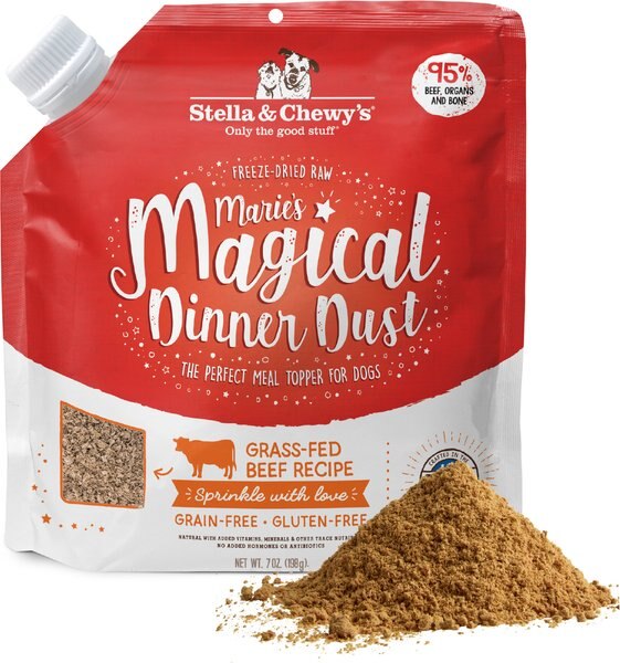 Chewy Stella & Chewy's Marie's Magical Dinner Freeze-Dried Raw Dust Grass-Fed Beef Dog Food Topper 7-oz Bag