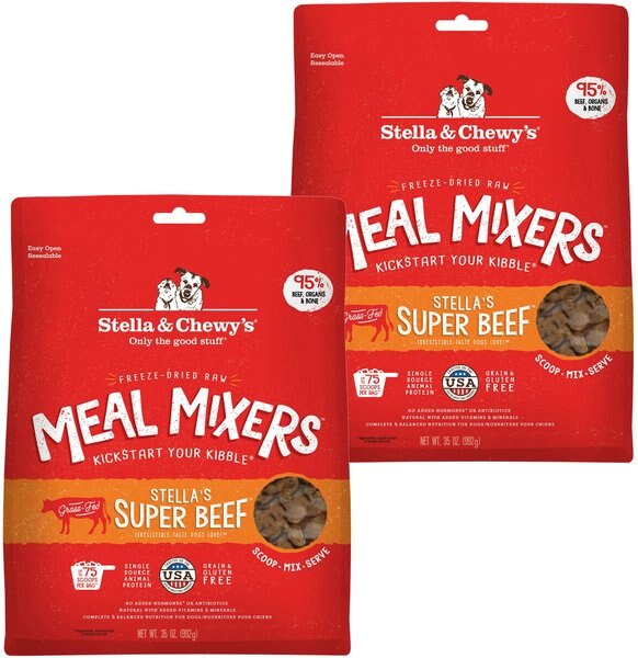 Chewy Stella & Chewy's Stella's Super Beef Meal Mixers Freeze-Dried Raw Dog Food Topper 35-oz Bag Bundle Of 2