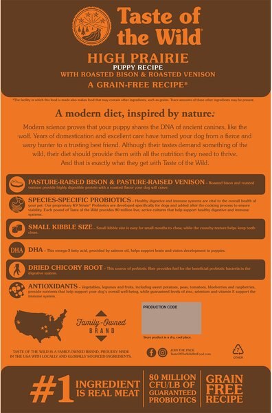 Chewy Taste Of The Wild High Prairie Puppy Formula Grain-Free Dry Dog Food 14-lb Bag