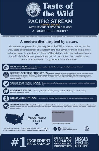Chewy Taste Of The Wild Pacific Stream Smoke-Flavored Salmon Grain-Free Dry Dog Food 14-lb Bag