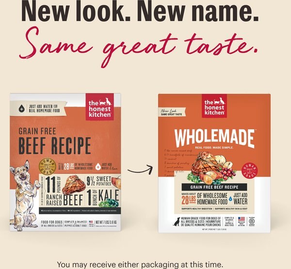 Chewy The Honest Kitchen Wholemade Grain-Free Beef Dehydrated Dog Food 10-lb Box