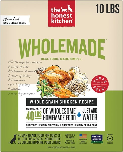 Chewy The Honest Kitchen Wholemade Whole Grain Chicken Dehydrated Dog Food 10-lb box