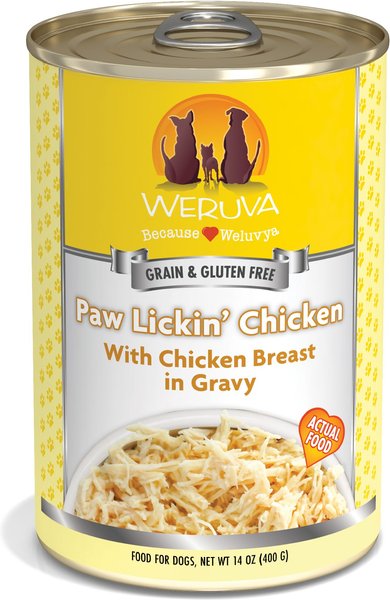 Chewy Weruva Paw Lickin' Chicken in Gravy Grain-Free Canned Dog Food 14-oz case of 12