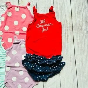 $10 DEAL - Carter’s All American Girl Outfit And More Onesies Size 18M